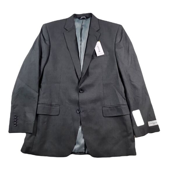 JM Haggar Premium Stretch Suit Jacket Mens 42L Dark Grey Heather Classic Fit‎